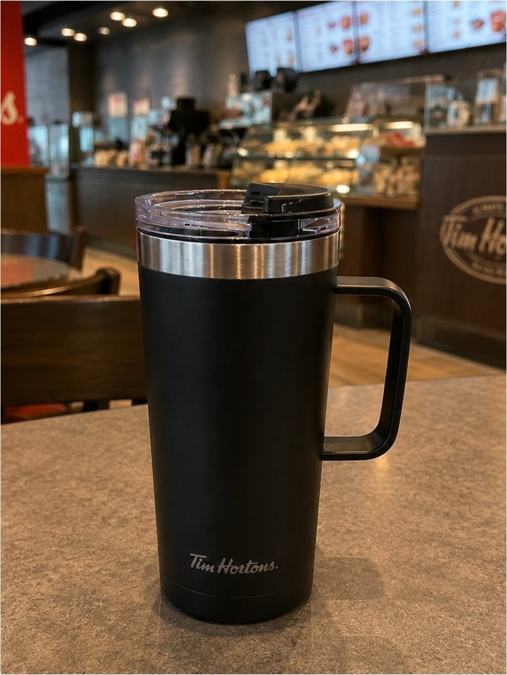 Tim Hortons Black Travel Mug